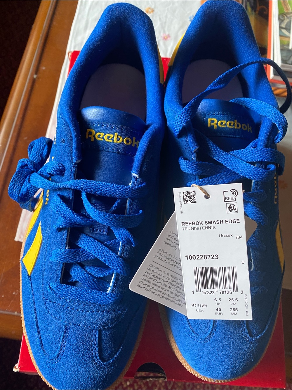 Reebok Unisex Smash Edge Sneakers - Royal Blue with Yellow Accents